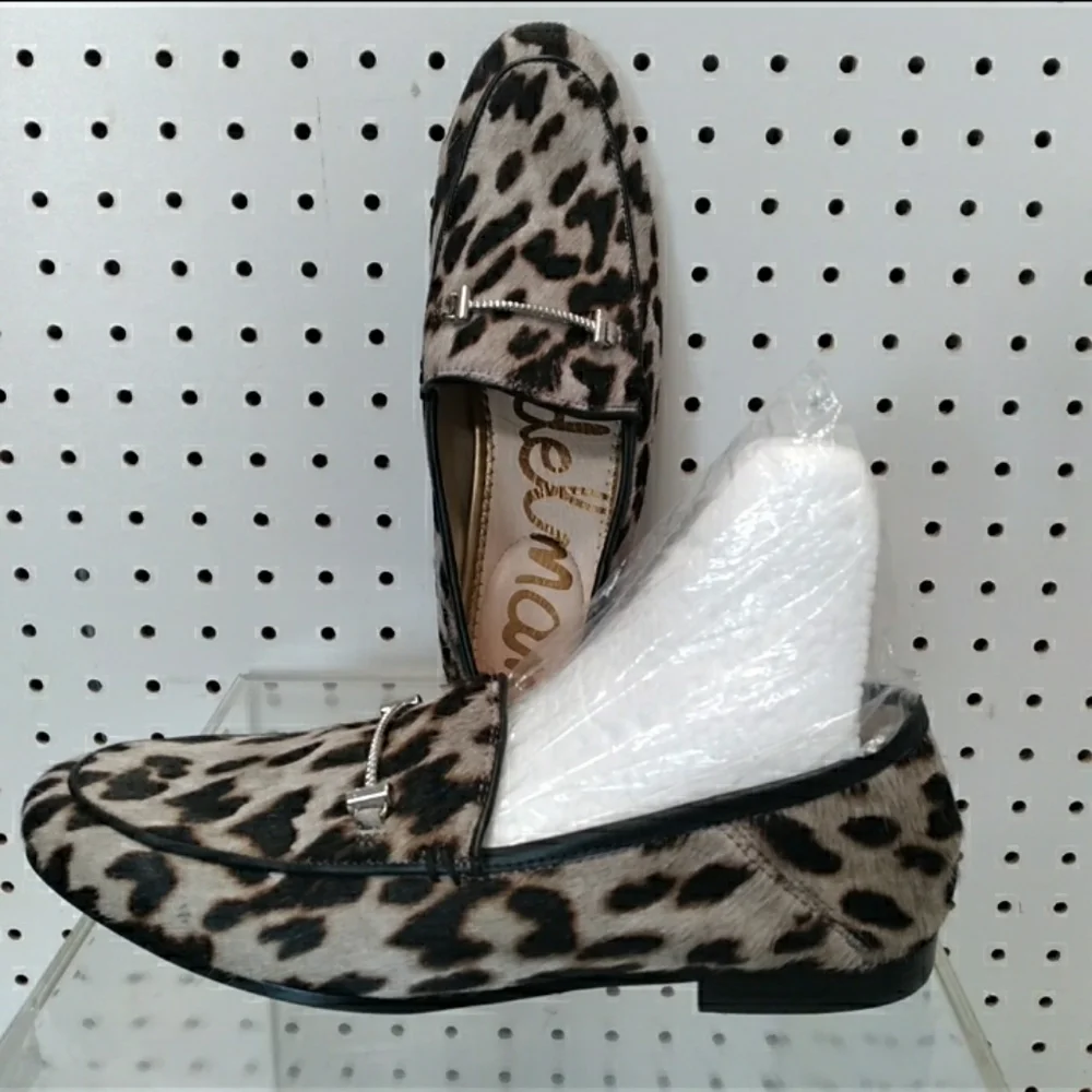 Sam Belderman| Leaperd Calf Hair Shoes| Women Flat Cushioned Horsebit Signature